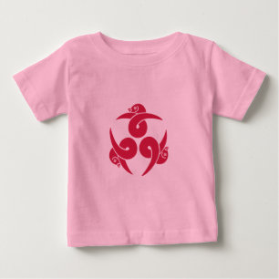 Oriental Pink Three Geese Japan Mon Vector Art Baby T-Shirt
