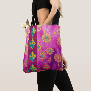 ORIENTAL Pink Turquoise Floral - Tote Bag