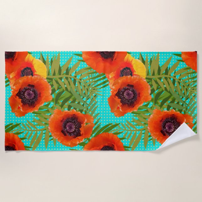 Oriental Poppies Beach Towel (Front)