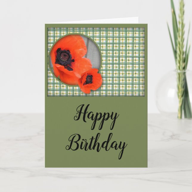 Oriental Poppies Birthday Card (Front)