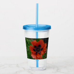Oriental poppy acrylic tumbler