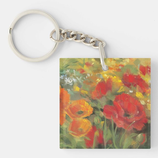 Oriental Poppy Field Key Ring (Front)