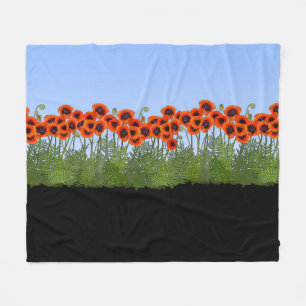 Oriental Poppy Garden Fleece Blanket