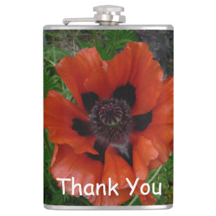 Oriental poppy hip flask
