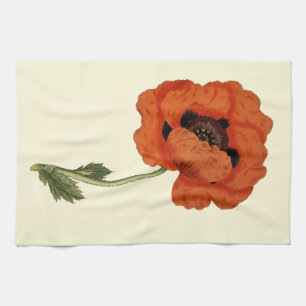 Oriental Poppy Kitchen Tea Towel
