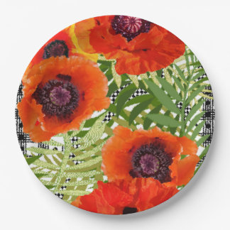 Oriental Poppy Style Paper Plate