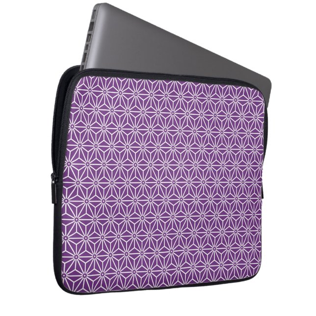 Oriental Purple Ayame Asanoha Japan Pattern Laptop Laptop Sleeve (Front Right)