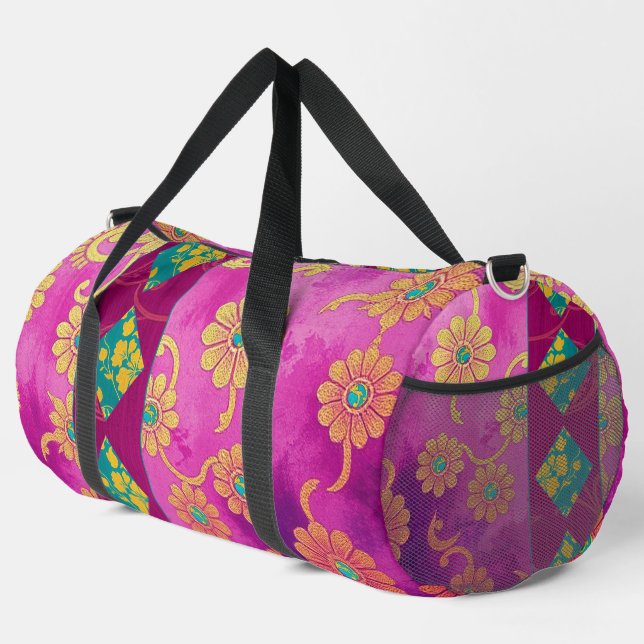 ORIENTAL Purple Pink Pattern - Duffel Bag (Right Corner)