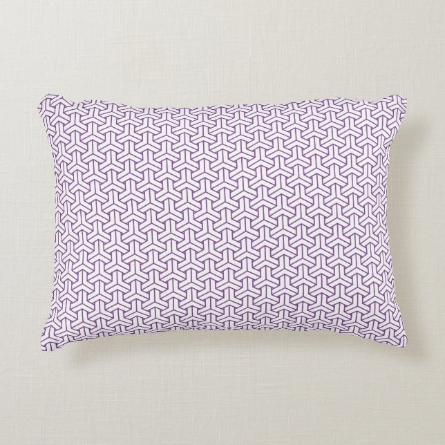 Oriental Purple White Ayame Japan Bishamon Pattern Decorative Cushion (Front)