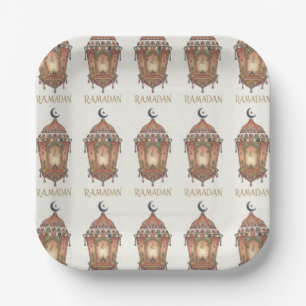 Oriental Ramadan Lantern Illustration Paper Plate