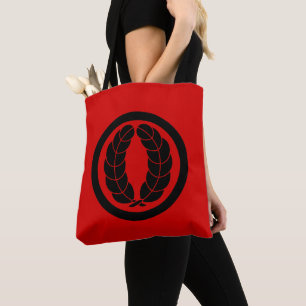 Oriental Red Black Nakagawa Japan Kamon Mon Art Tote Bag