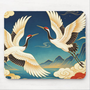 Oriental Red Crowned Crane Mouse Pad