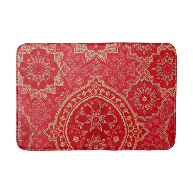 ORIENTAL Red Golden Pattern - Bath Mat Rug (Front)
