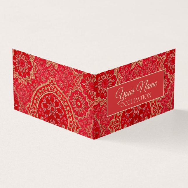 ORIENTAL Red Golden Pattern - Business Card (Outside)