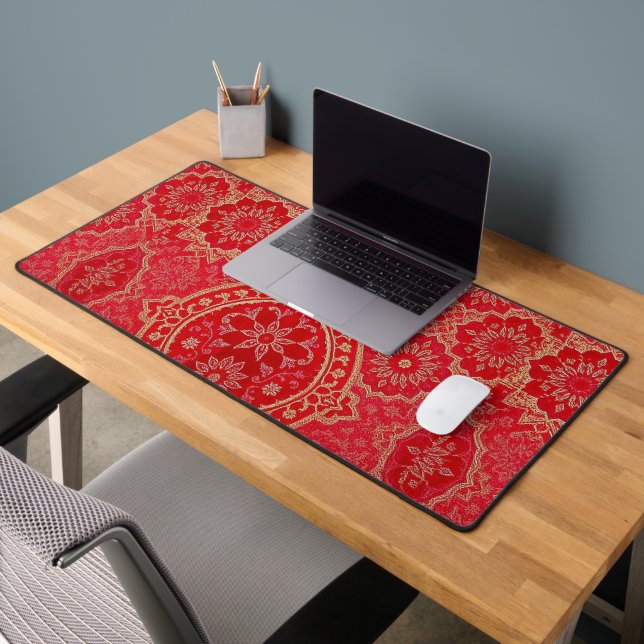 ORIENTAL Red Golden Pattern - Deskmat, Mouse Pad (Office 2)