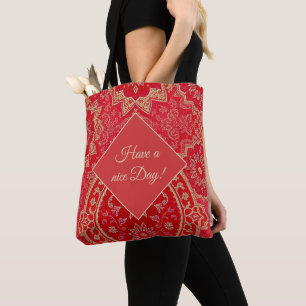 ORIENTAL Red Golden Pattern - Tote Bag