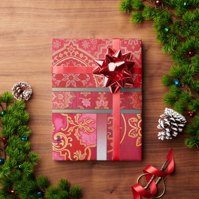 ORIENTAL Red Golden Pattern - Wrapping Paper (Holiday Gift)