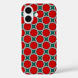 Oriental Red Green Arabic Egypt Geometric Pattern iPhone 16 Case