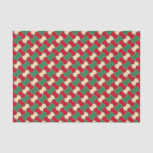 Oriental Red Green Bow Tie Geometric Pattern Tissue Paper