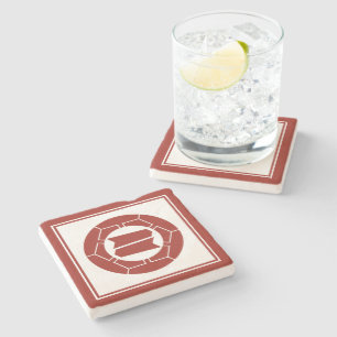 Oriental Red Japan Hattori Kamon Vector Art Stone Coaster