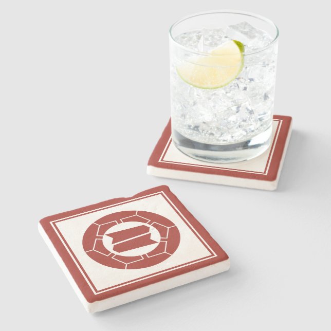 Oriental Red Japan Hattori Kamon Vector Art Stone Coaster (Side)