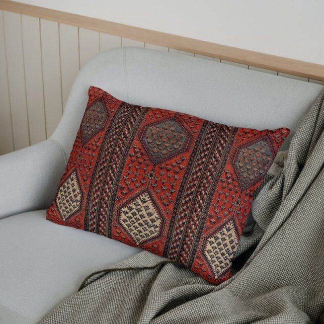 Oriental red runner pattern lumbar cushion (Creator Uploaded)