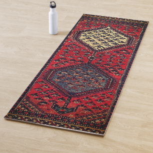 Oriental red runner pattern yoga mat
