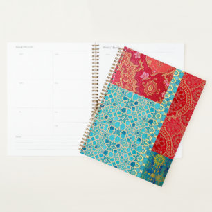 ORIENTAL Red Turquoise Pattern - Notebook, Planner