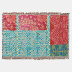 ORIENTAL Red Turquoise Pattern - Throw Blanket
