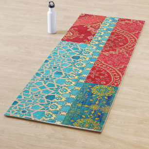 ORIENTAL Red Turquoise Pattern - Yoga Mat