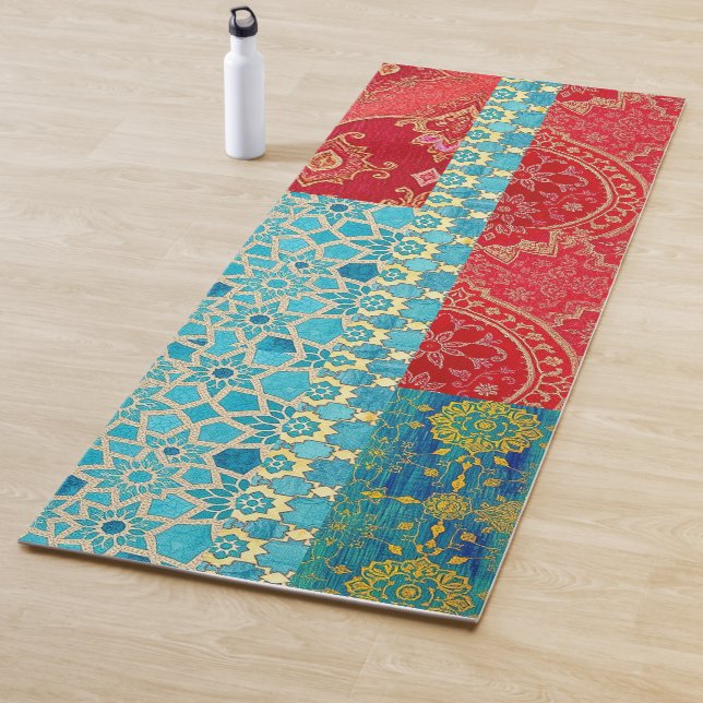 ORIENTAL Red Turquoise Pattern - Yoga Mat (In Situ)
