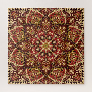 Oriental Red: Vintage Floral Carpet Jigsaw Puzzle