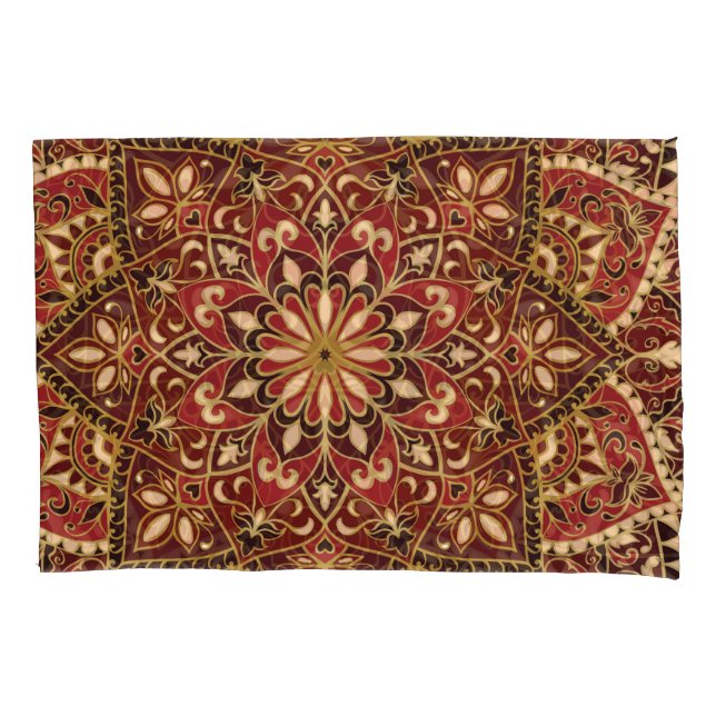 Oriental Red: Vintage Floral Carpet Pillowcase (Front)