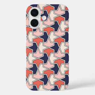 Oriental Red White Blue Geometric Arrows Pattern iPhone 16 Case