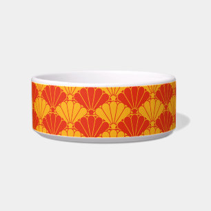 Oriental Red Yellow Kiku Chrysanthemum Mon Pattern Bowl
