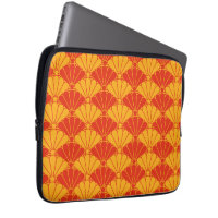 Oriental Red Yellow Kiku Chrysanthemum Mon Pattern