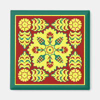 Oriental Red Yellow Ottoman Turkish Tulip Pattern