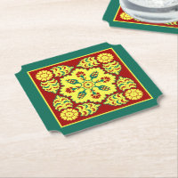 Oriental Red Yellow Ottoman Turkish Tulip Pattern