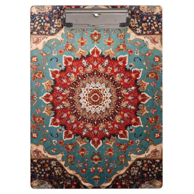 Oriental Retro Persian Pattern Red Cream Blue  Clipboard (Front)
