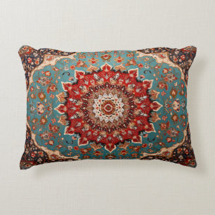 Oriental Retro Persian Pattern Red Cream Blue Decorative Cushion
