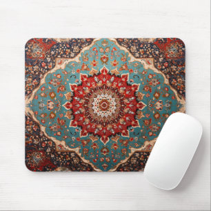Oriental Retro Persian Pattern Red Cream Blue Mouse Mat
