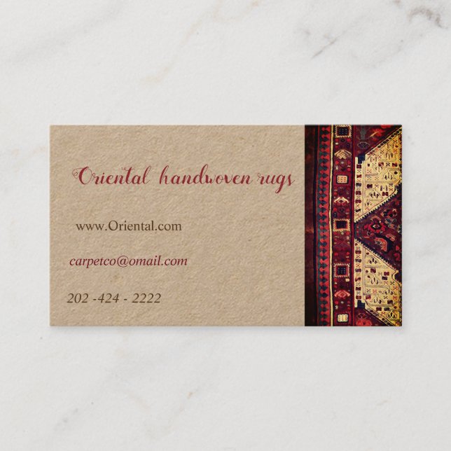 Oriental rug design i business card (Front)