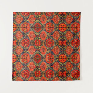 Oriental rug design in blue&orangeTapestry Tapestry