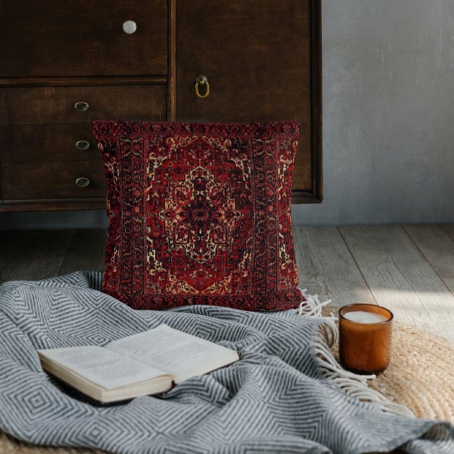 Oriental rug design in  dark red cushion (Creator Uploaded)