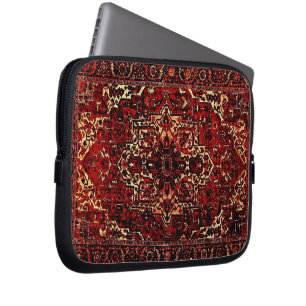 Oriental rug design in  dark red  laptop sleeve