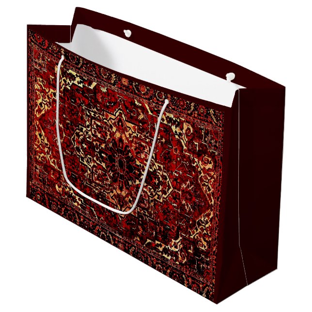 Oriental rug design in  dark red  large gift bag (Front Angled)