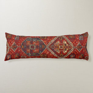Oriental rug design in  dark red no5 body cushion