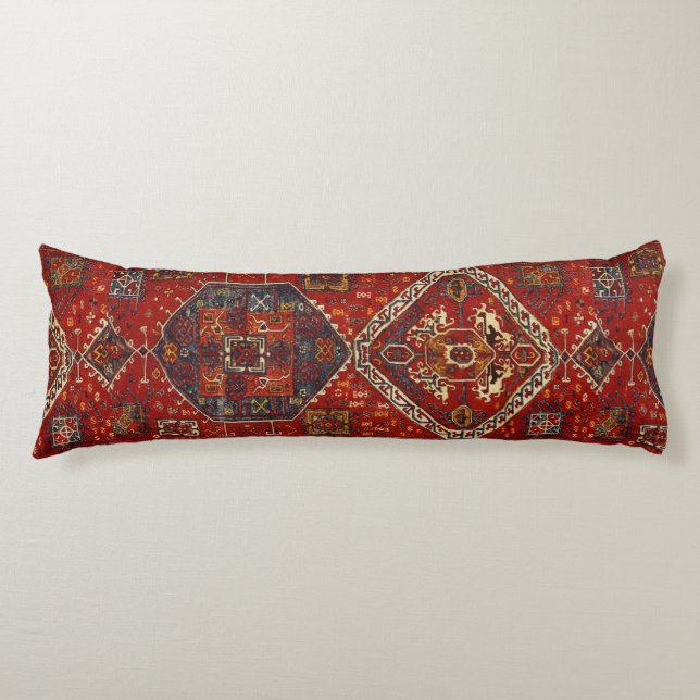Oriental rug design in  dark red no5 body cushion (Front)