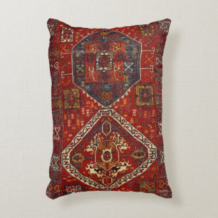 Oriental rug design in  dark red no5 decorative cushion