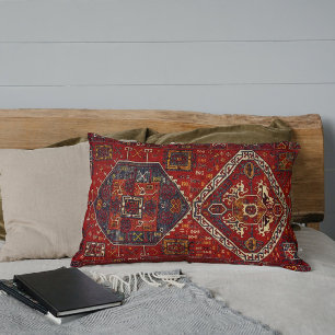 Oriental rug design in  dark red no5 lumbar cushion